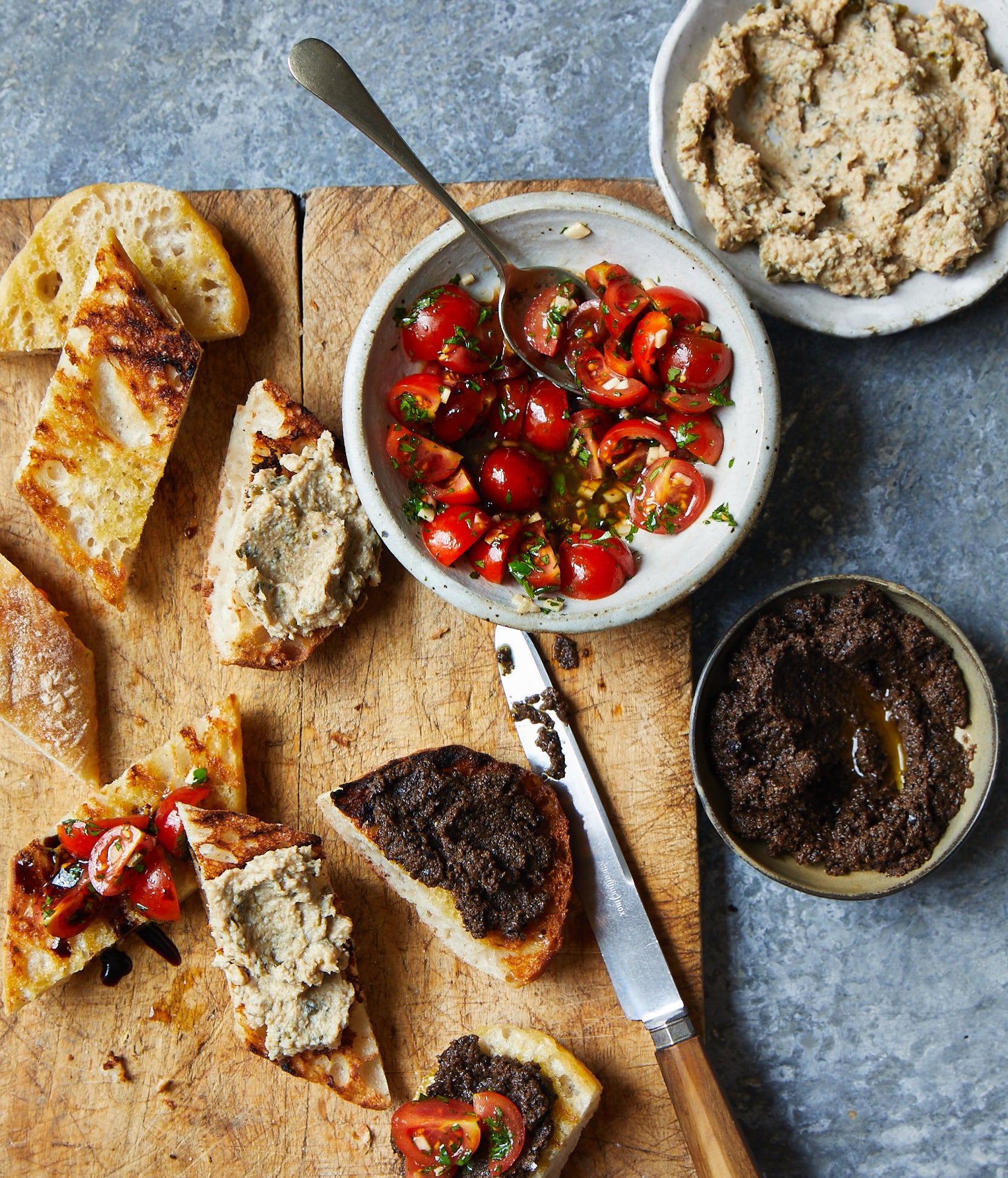 Bruschetta tripartita con Aceto Balsamico di Modena